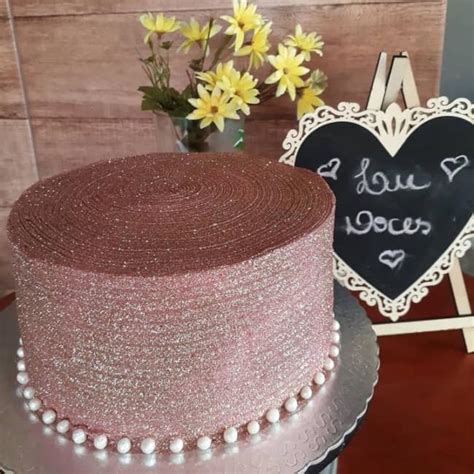 bolo rosa claro com glitter - cor com h